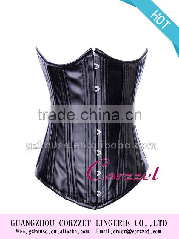 Steel Bone Underbust Black Leather Corset Bondage