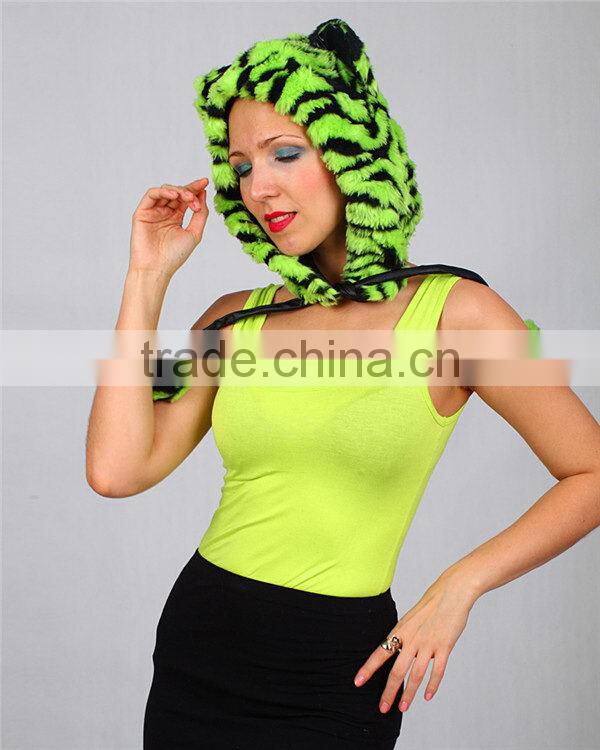 2014 hot sale comfortable long scarf animal face trapper hood hat