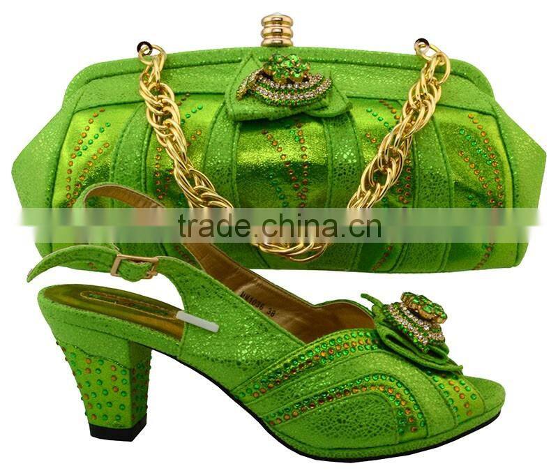 Personalized design good quality shiny elegant female shoes and matching bags lady dress matching shoes and bags MG1094