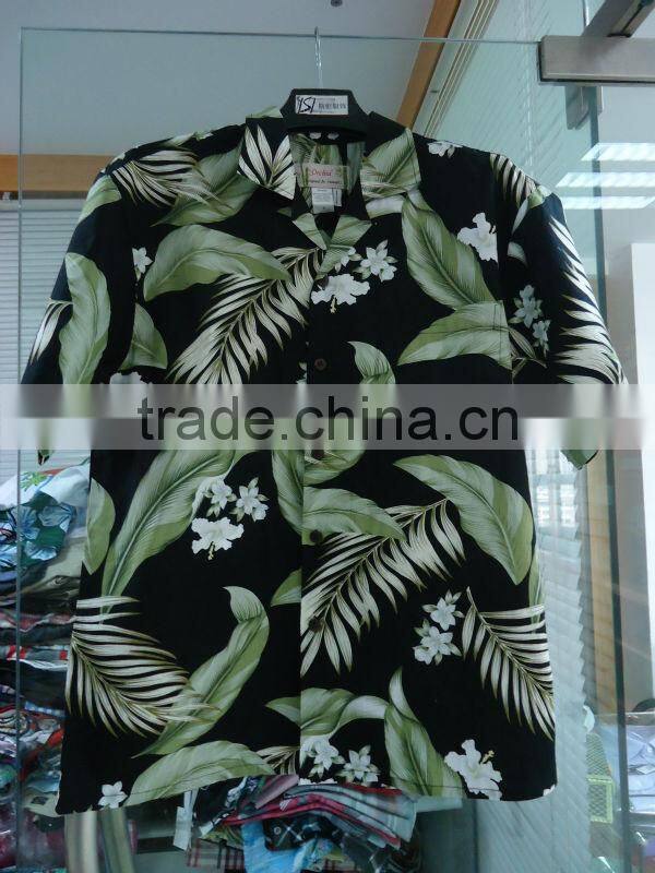 MENS RED/YELLOW 100% COTTON COCONUT TREE PRINTED HAWAIIAN SHIRT SUMMER SHORT SLEEVE SHIRT
