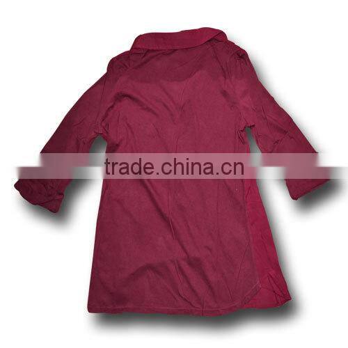 wine red viscose roll-up sleeve shirt for girls
