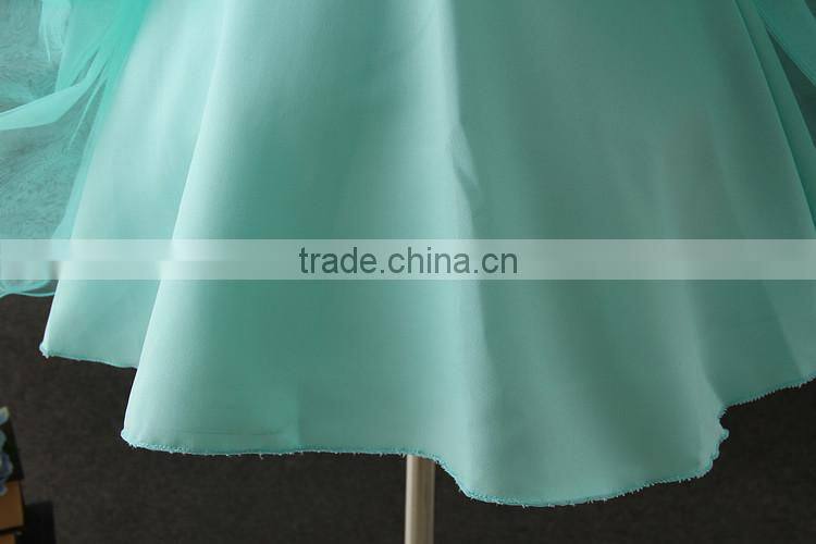 2017 Indian girls without dress pictures summer green Flower Puffy party dress Turkey girls shining Performance dance dresses