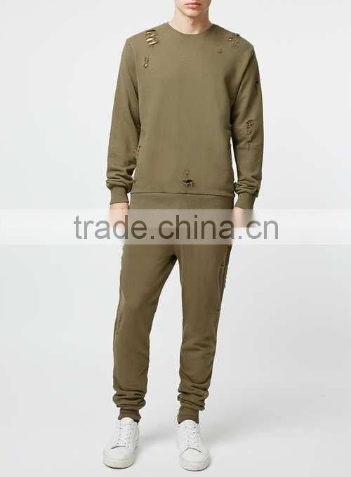 custom slim fit tracksuit plain cotton tracksuit