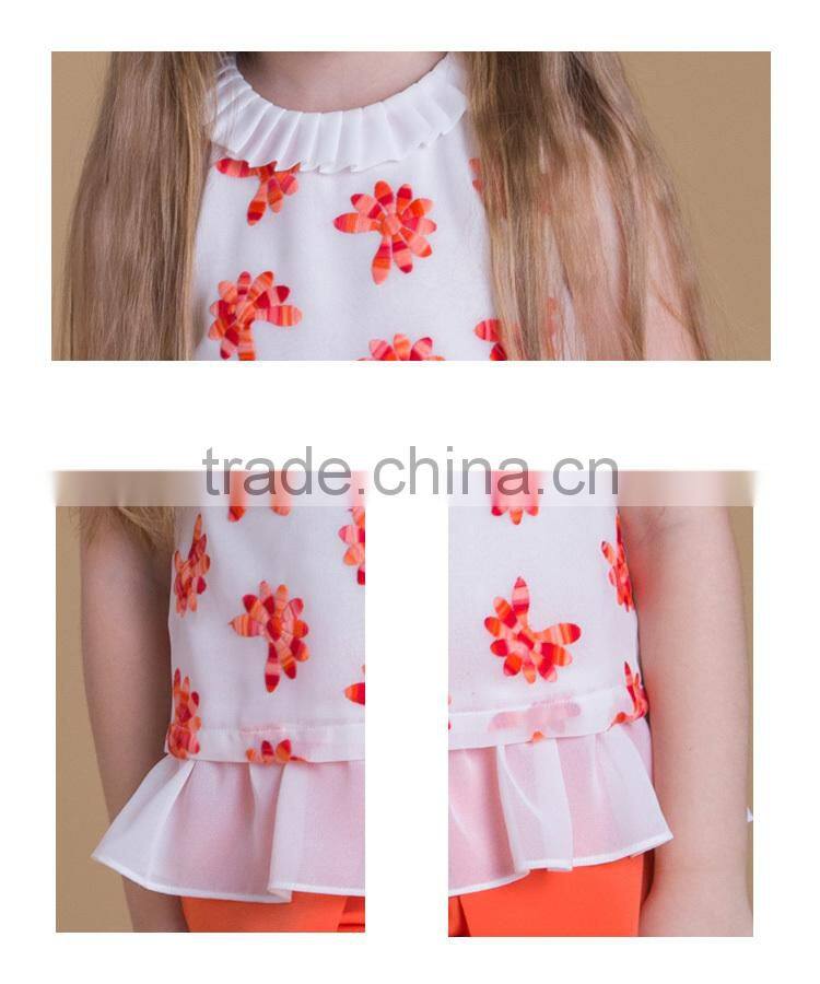 2017 Summer Latest Design Sleeveless Girls Top Wirh Embroidery Flowers