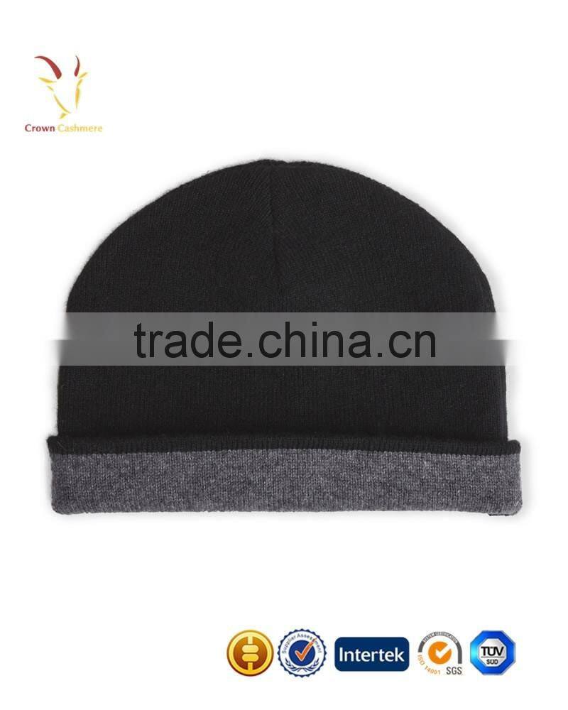 Black Cashmere Wool Beanie Hats And Caps For Men