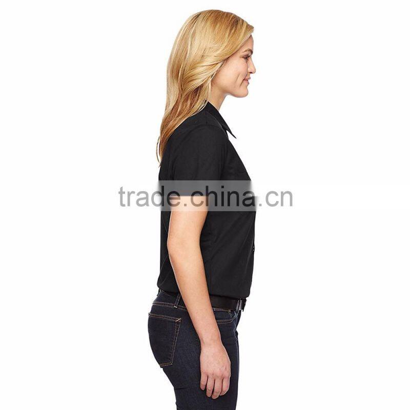 women office working clothes short sleeve polo shirt ladies work uniform style made in china