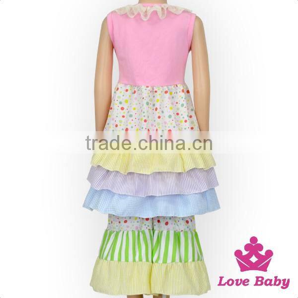 2017 New Three Color Cake Skirt Sleeveless Suit Stylish Ruffle Set Kids Anarkalifall Boutique Girl Clothing Outfits