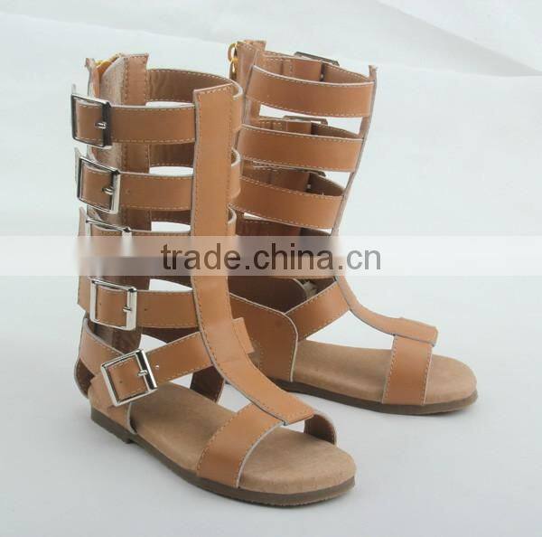 Hot selling summer roman sandal fanshion genuine leather shoes