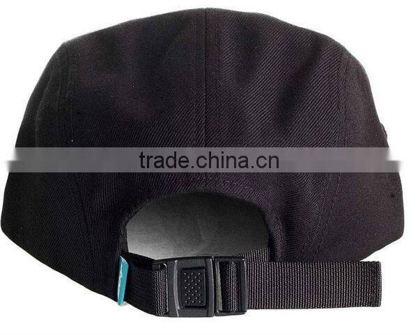 Leather lable black blank corduroy brim 5 panel hat wholesale