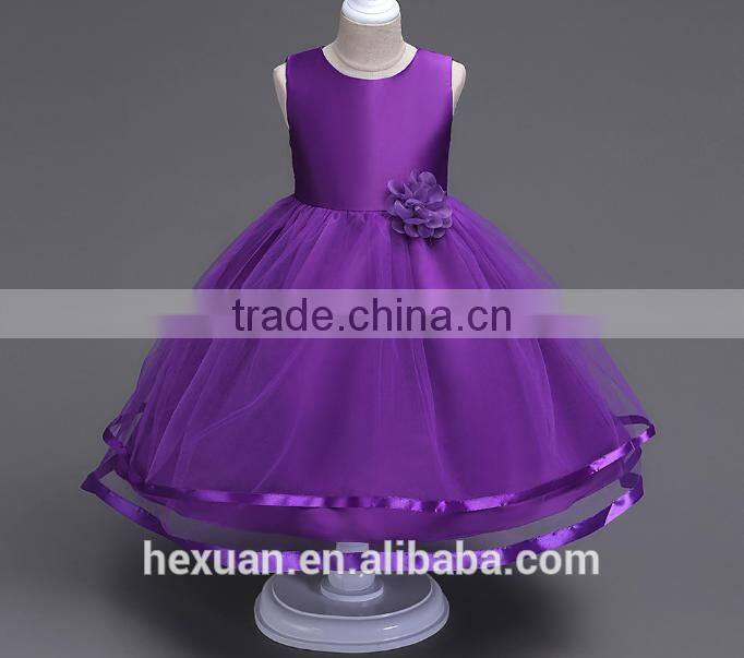 2017 New Arrival Kids Fancy Wedding Matt Satin Dress Baby Girl Evening Party Skirt