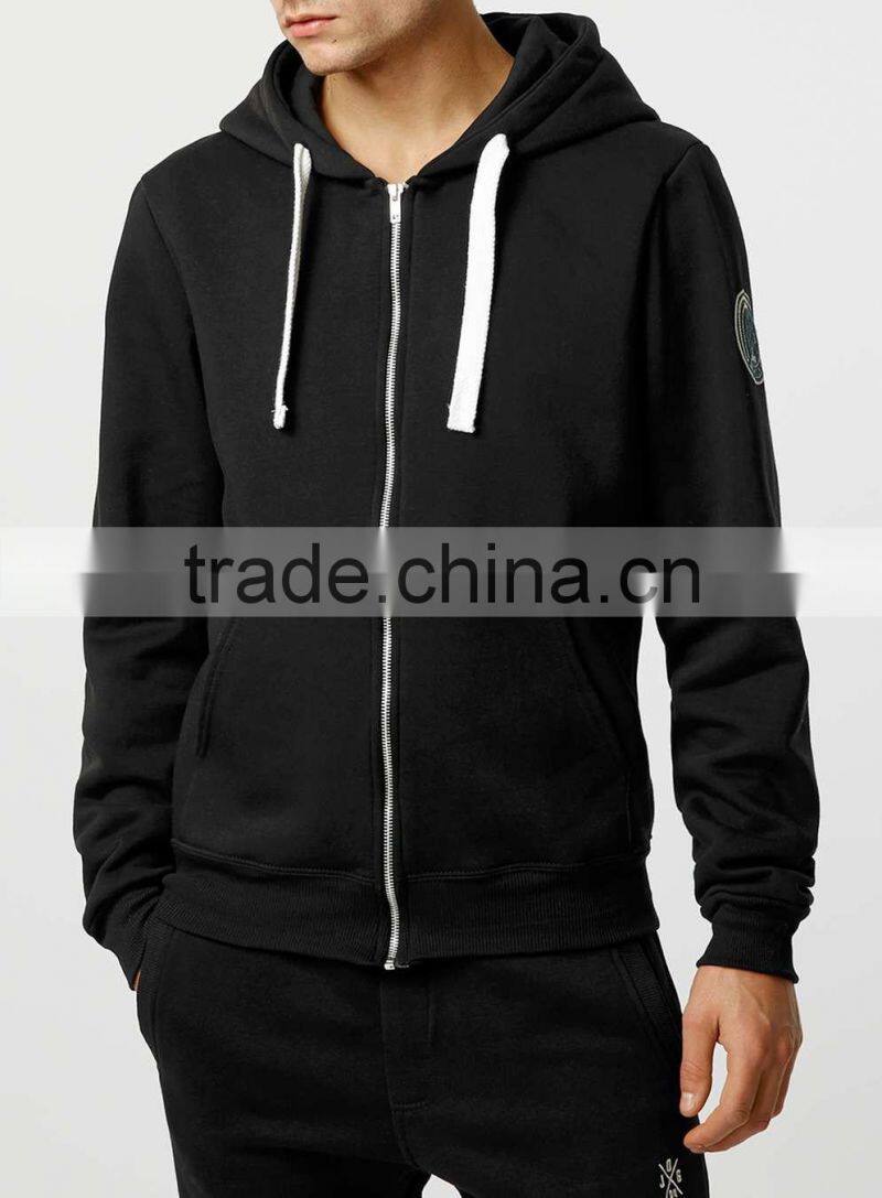 Cheap wholesale hoodies men's plain black hoodie manufacturer 2016