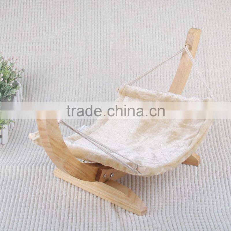 wooden Cat hammock with cushion soft pet bed durable