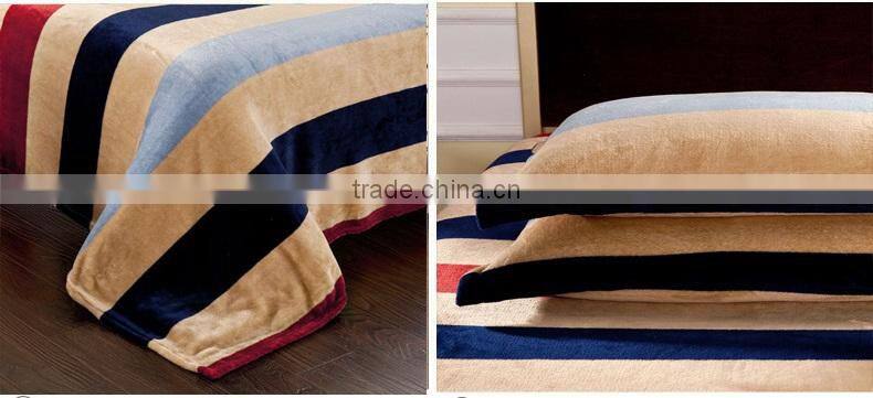 China Wholesale Heavy Stripes Flannel Bedding Set 4pcs