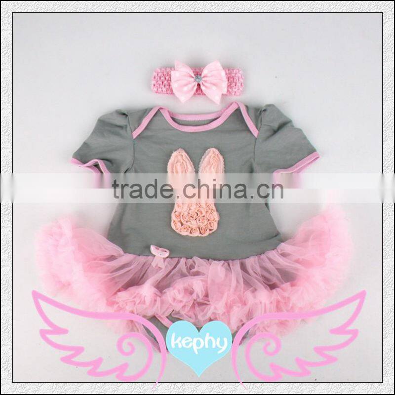 Light Pink Damask Baby Pettiskirt Tutu White Top Set 0-12Month