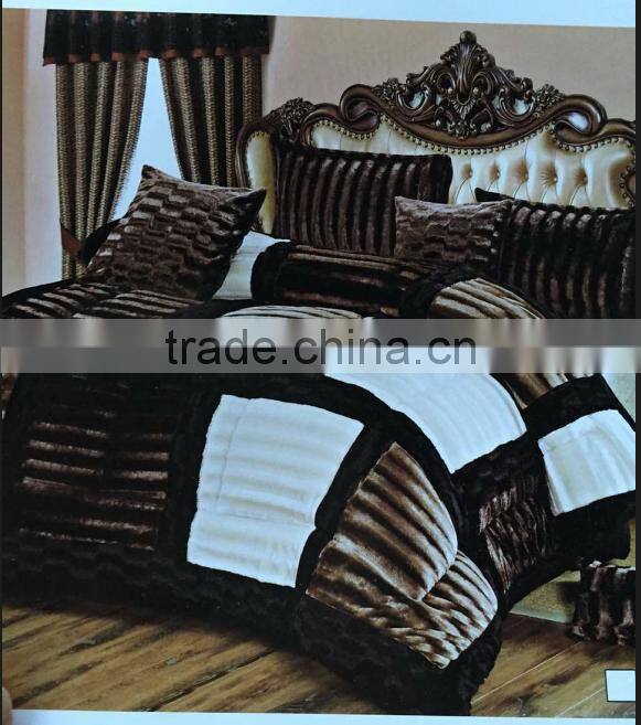 very warm and soft pv plush fabric quilt cover patchwork bedding set bedspreads