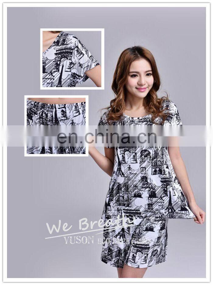 Ladies' printed shorts set Bamboo Jersey Classic printing pattern
