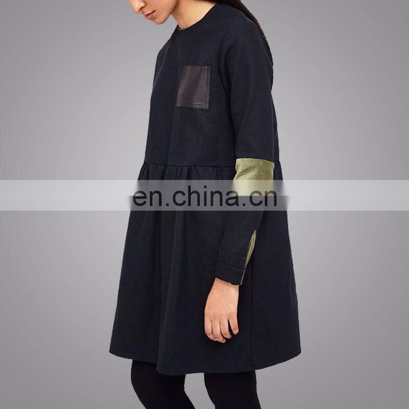 China Suppliers OEM Service With Wholesale Price Black Stitching Coat Girl's Wear Europe Loose Tops