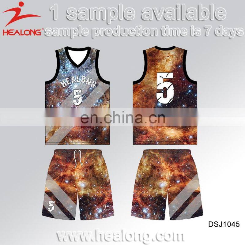 Thermal Transfer Printing Designed And Made Basketball Jerseys