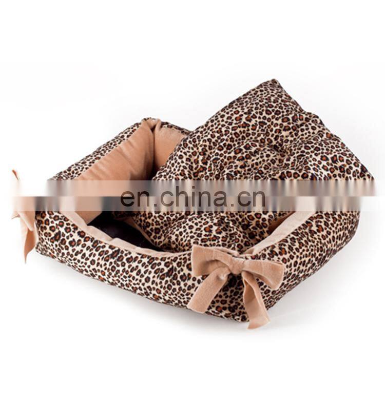 dog bed/Leopard square pet bed 2size/set