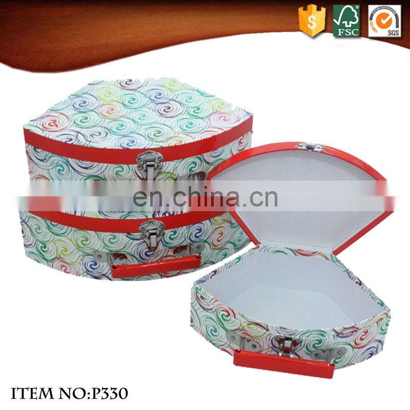 Kids barbie doll cardboard paper suitcase with metal lock