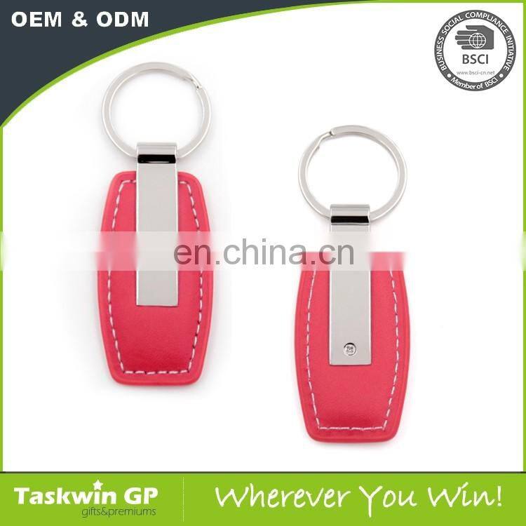 Good quality Promotional custom leather keychain and metal keyring