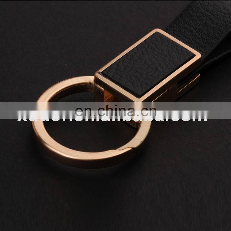 popular style embossed logo black leather keychain for business promotional gift