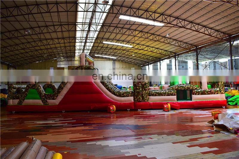 Kids outdoor camouflage boom camp inflatable bounce course for camping area