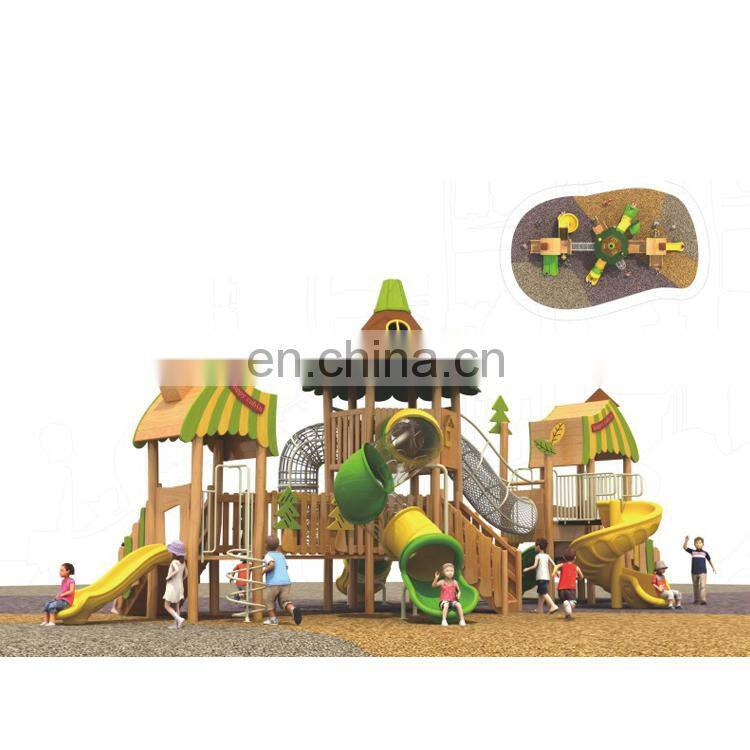 Children wooden combination plastic slide outdoor playground