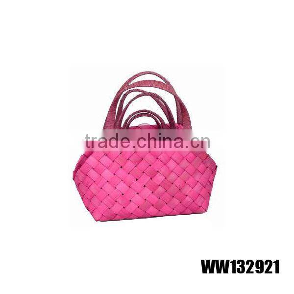 colorful wood chip woven bag