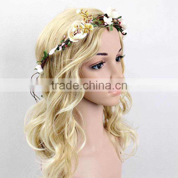 New Design Mori Girl Hiar Artificial Flower Wreath For Wedding
