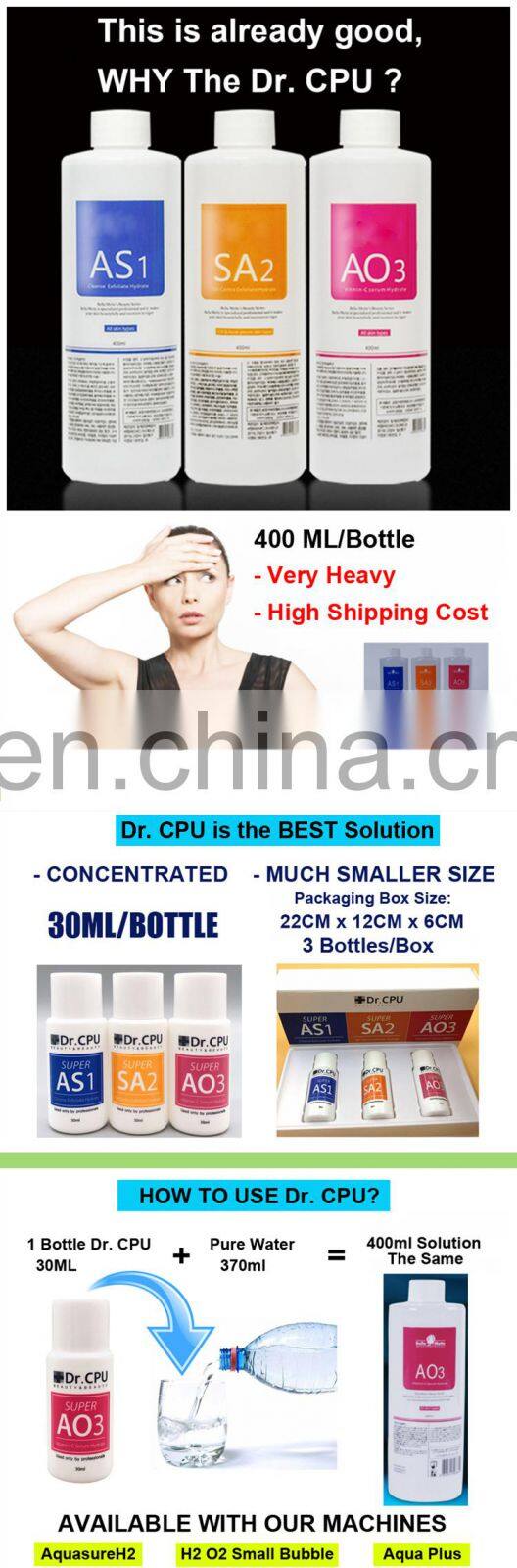 Skin Peeling Blackhead Removal Aqua Serum 30ml AS1 SA2 AO3 Face Cleaning Solution Sets
