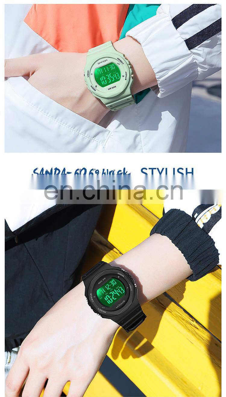 SANDA 6069 Women Watches LED Electronic Digital Waterproof Ladies Clock Female Wristwatch watch women brand