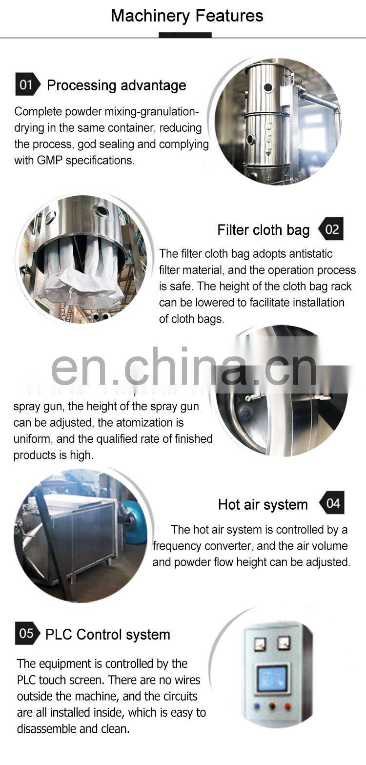 FL Series High Quality Fluid Bed Boiling Dryer Granulator for Medicine Powder and Granules