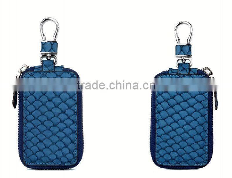 2016 Luxury colorful carp fish skin leather car key purse key holder for women key case smart key chain