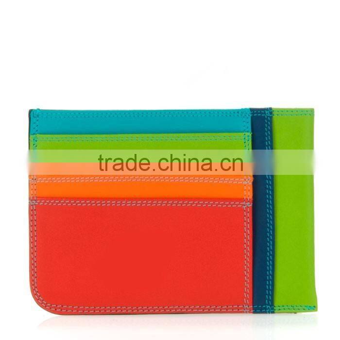 simply designed and utterly practical colorful genuine leather compact pocket wallet ID business name card holder