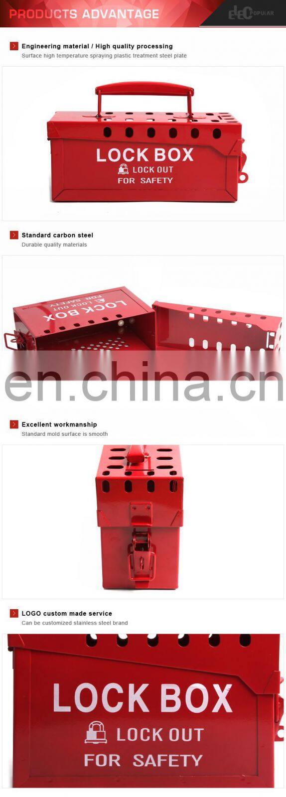 OEM High Security Portable Safety Metal Group Lockout Box For Padlocks
