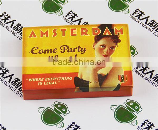 Empty cigarette tin box metal party case