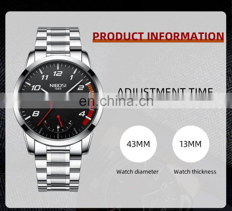 NIBOSI Fashion Luxury Men Watches Top Brand Luxury Stainless Quartz Wristwatch Sport Waterproof Chronograph Male Clock 2528