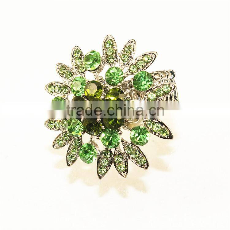 Multi crystal stone elastic girl jewelry flower shaped ring
