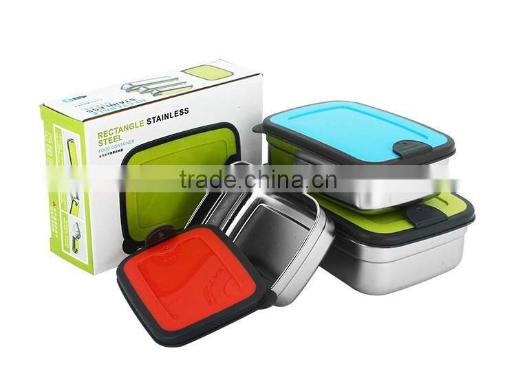 Caitang factory stainless steel 3pcs set food storage containers lunch box