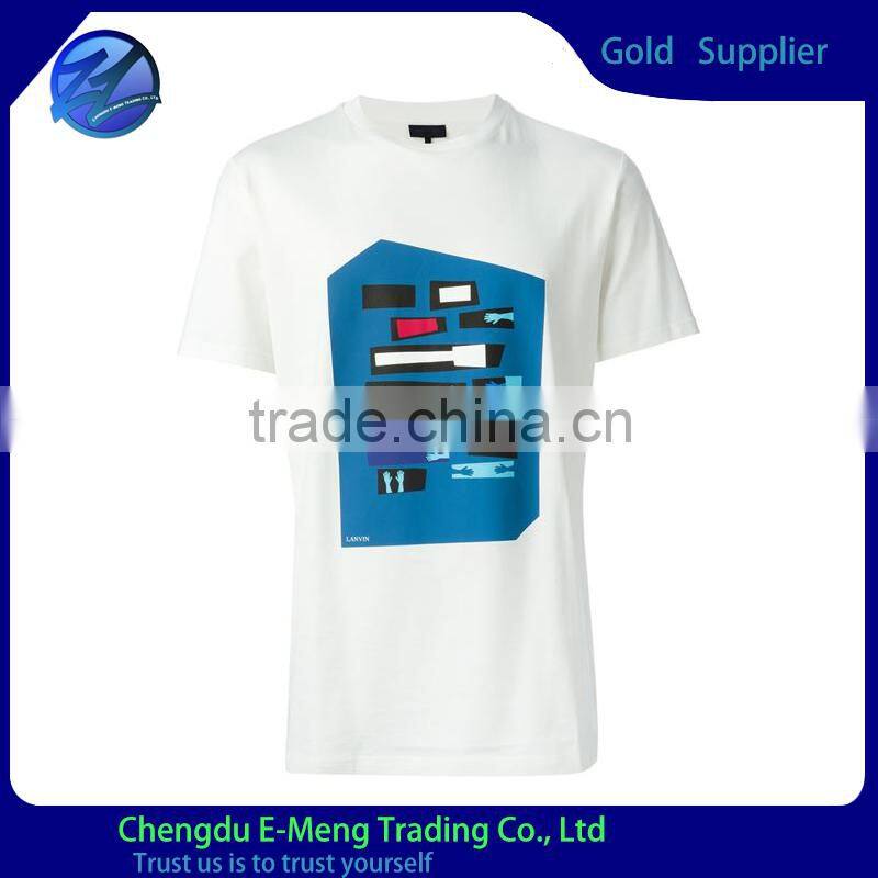 Long sleeves fastener collar plain white cotton t shirt