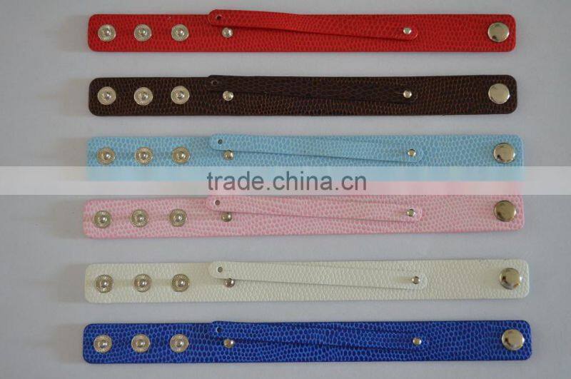 Beautiful Snakeskin DIY PU Leather Bracelets with Metal Snap Fastener