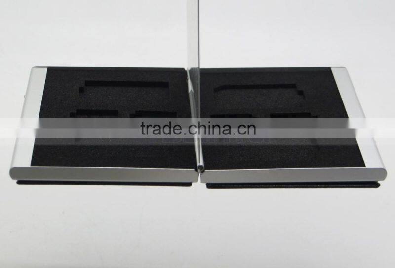 Leather Aluminum EVA Memory card Carrying Case for 4x SD Card and 4x TF Card