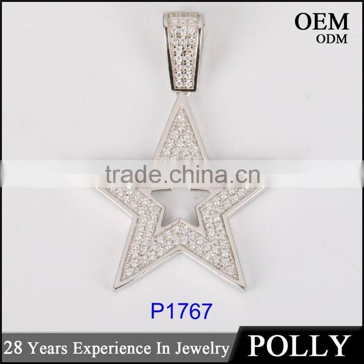 New arrival 925 silver AAA cz five-pointed star pendant jewelry hip hop series
