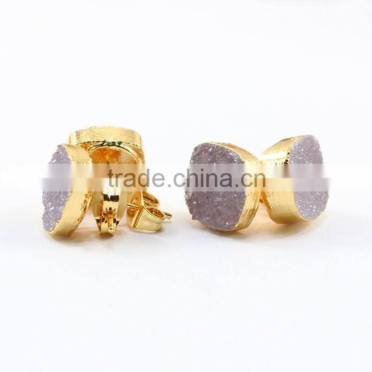 EA3237 Natural Druzy Studs,Square Druzzy Druzy Stud Earring,Cushion Drusy Druzy Stud Earring