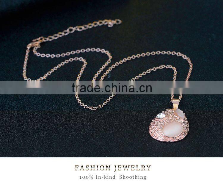 Lovely 18K Rose Gold Plated Opal Jewelry Fashion Necklace and Earring Set
