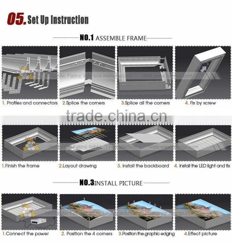 factory price big size framless led fabric light box