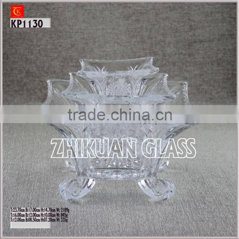 Hot Selling Cheapest 3 sets Glass Plate/Glassware/Dinner ware/Tableware Glass Bowl