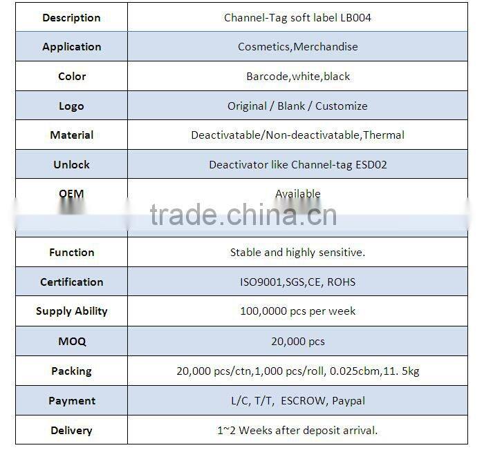 High quality EAS system label tag 50mm*50mm black RF label