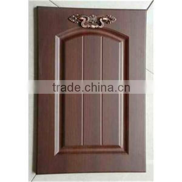 pvc wood grain color glass kitchen cabinet door